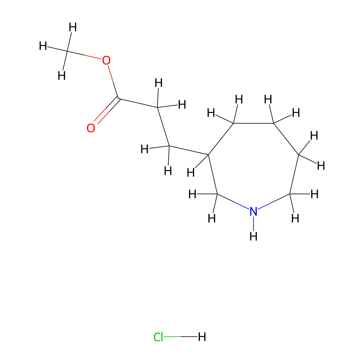 Methyl 3-(azepan-3-yl)propanoate hydrochloride molecular structure, CAS 2694729-20-7