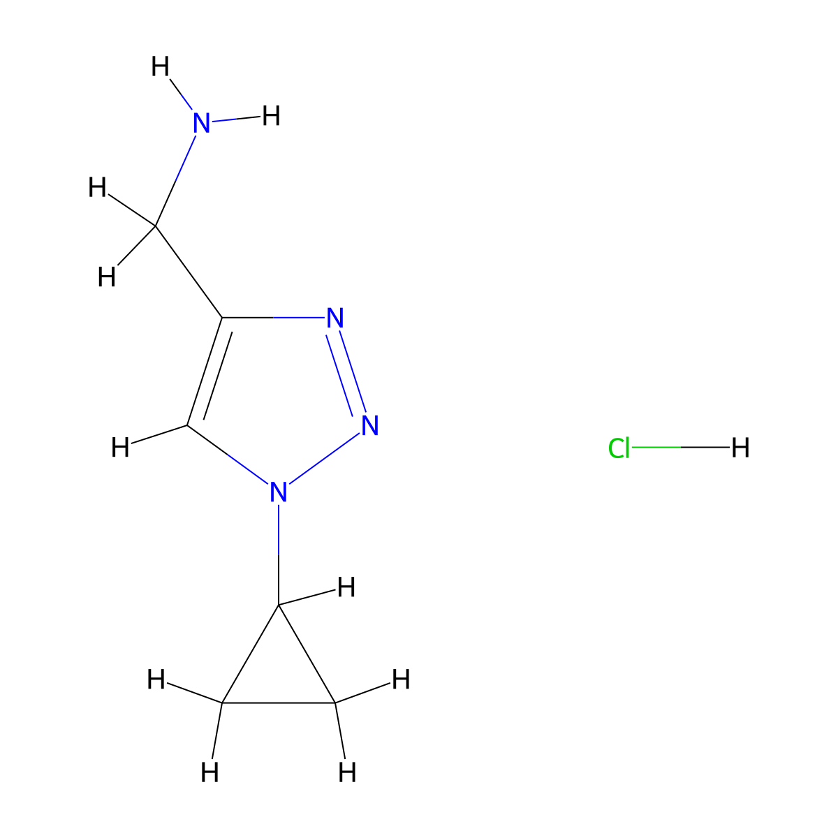 1-(1-cyclopropyl-1H-1,2,3-triazol-4-yl)methanamine hydrochloride molecular structure, CAS 2694729-21-8