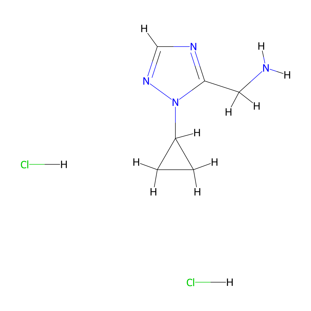 1-(1-cyclopropyl-1H-1,2,4-triazol-5-yl)methanamine dihydrochloride molecular structure, CAS 2694729-25-2