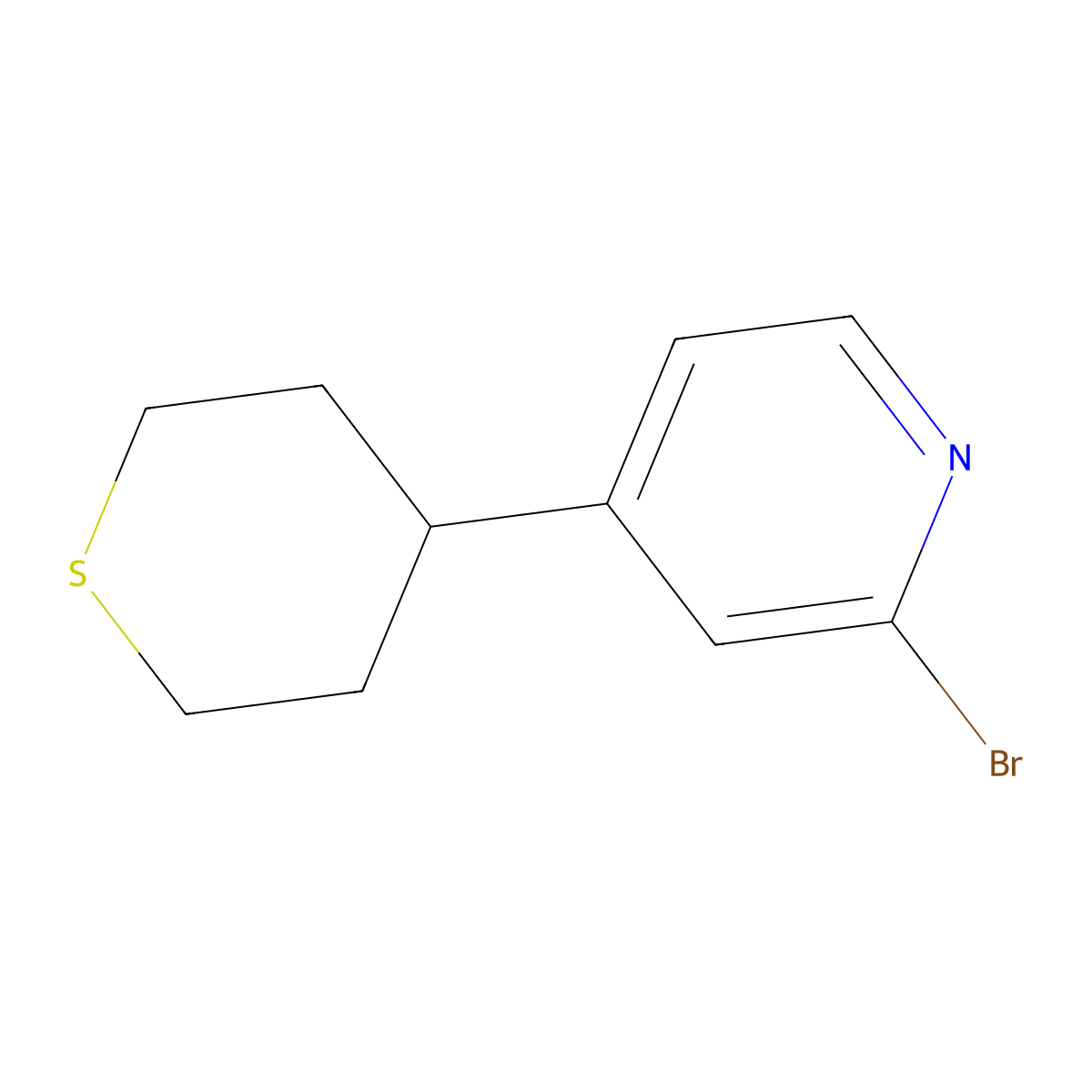 2-Bromo-4-(thian-4-yl)pyridine molecular structure, CAS 2694729-28-5