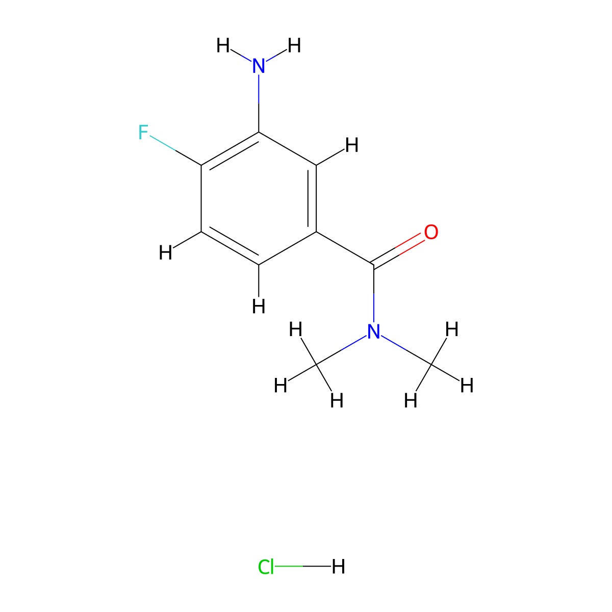 3-amino-4-fluoro-N,N-dimethylbenzamide hydrochloride molecular structure, CAS 2694729-30-9