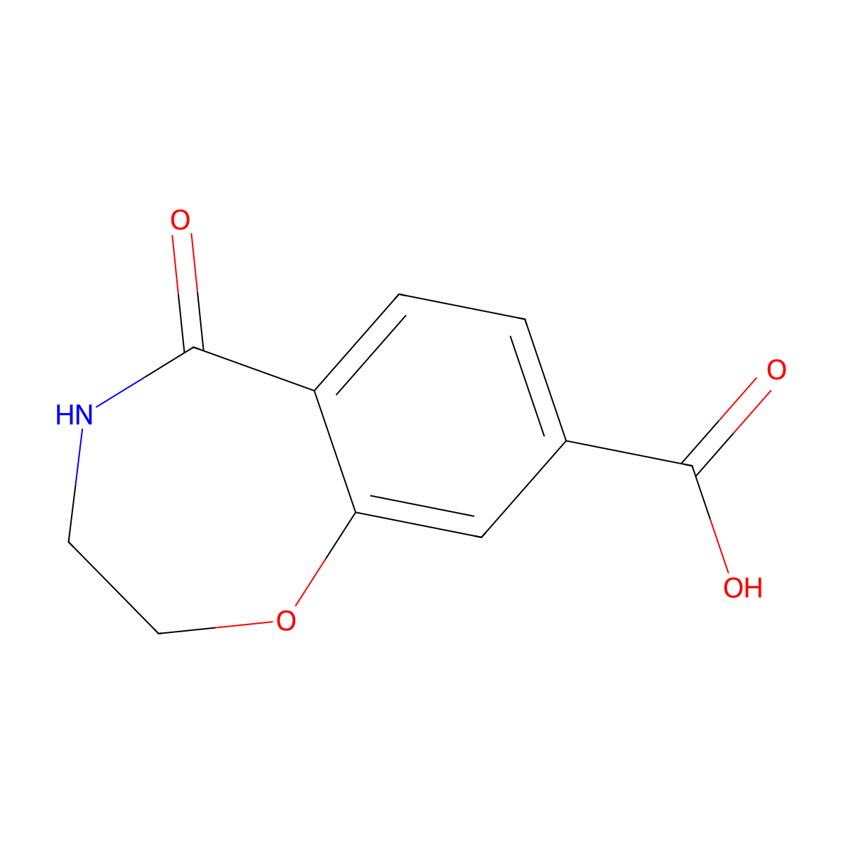5-Oxo-2,3,4,5-tetrahydro-1,4-benzoxazepine-8-carboxylic acid molecular structure, CAS 2694729-33-2
