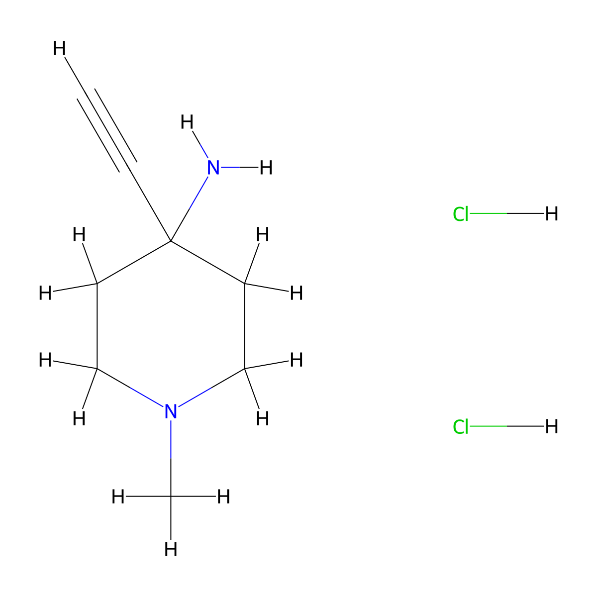4-Ethynyl-1-methylpiperidin-4-amine dihydrochloride molecular structure, CAS 2694729-34-3