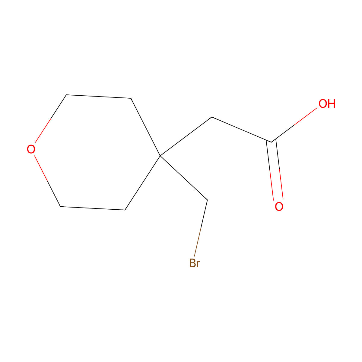 2-[4-(Bromomethyl)oxan-4-yl]acetic acid molecular structure, CAS 2694729-41-2