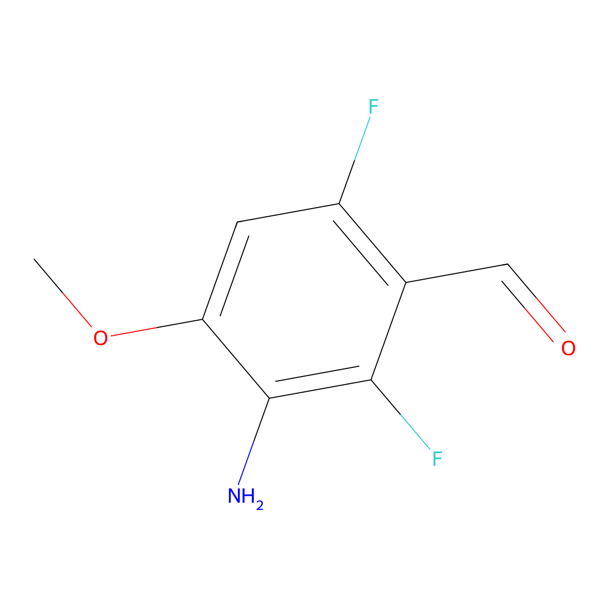 3-Amino-2,6-difluoro-4-methoxybenzaldehyde molecular structure, CAS 2694729-42-3