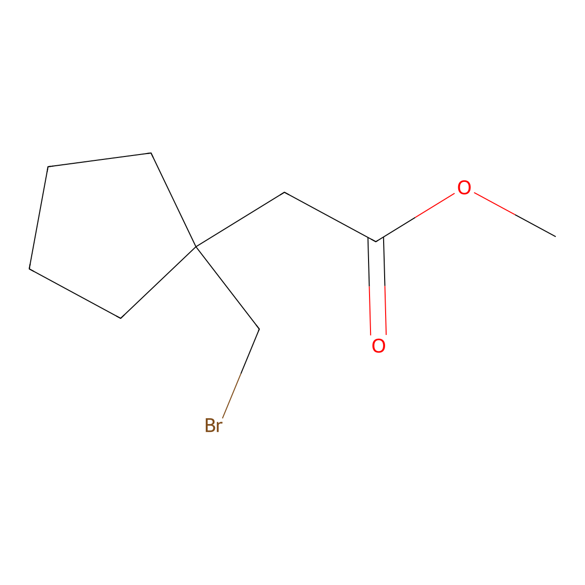 Methyl 2-[1-(bromomethyl)cyclopentyl]acetate molecular structure, CAS 2694729-47-8