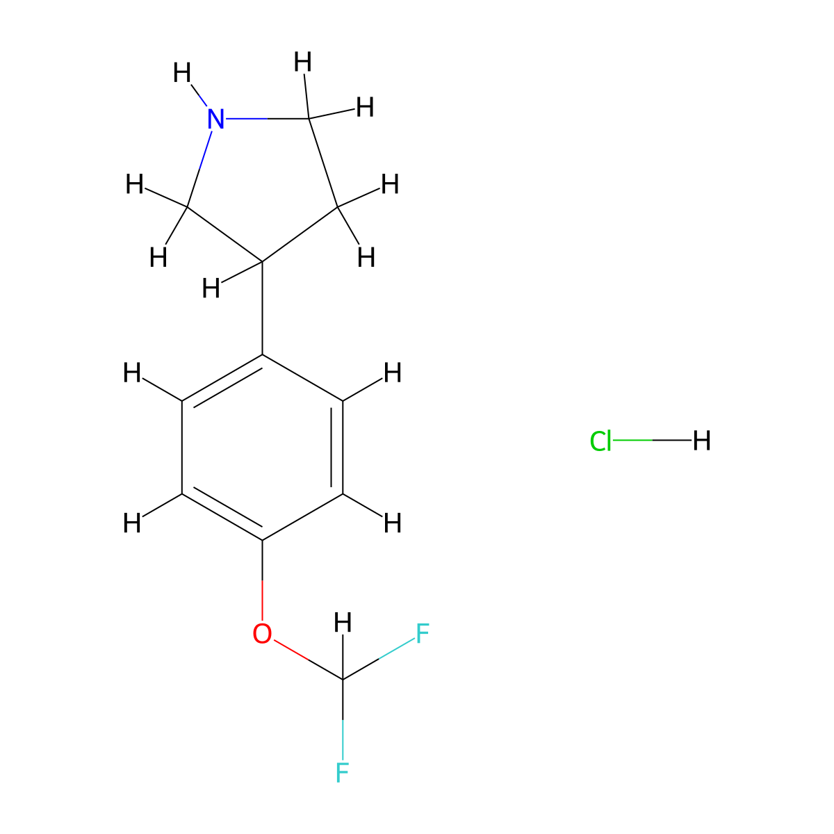 3-[4-(Difluoromethoxy)phenyl]pyrrolidine hydrochloride molecular structure, CAS 2694729-48-9