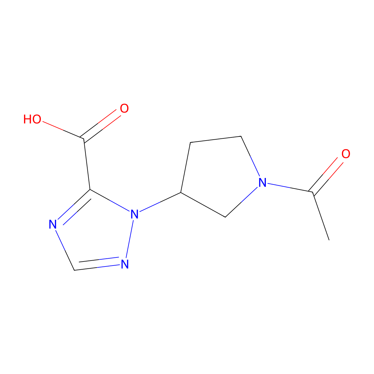 1-(1-acetylpyrrolidin-3-yl)-1H-1,2,4-triazole-5-carboxylic acid molecular structure, CAS 2694731-30-9