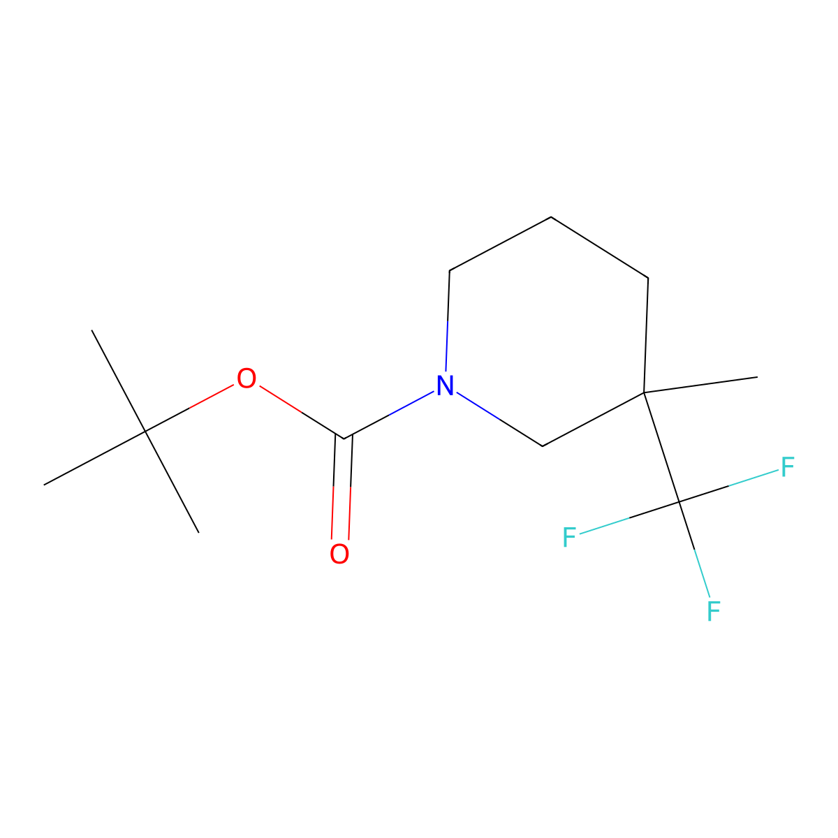 Tert-butyl 3-methyl-3-(trifluoromethyl)piperidine-1-carboxylate molecular structure, CAS 2694731-40-1