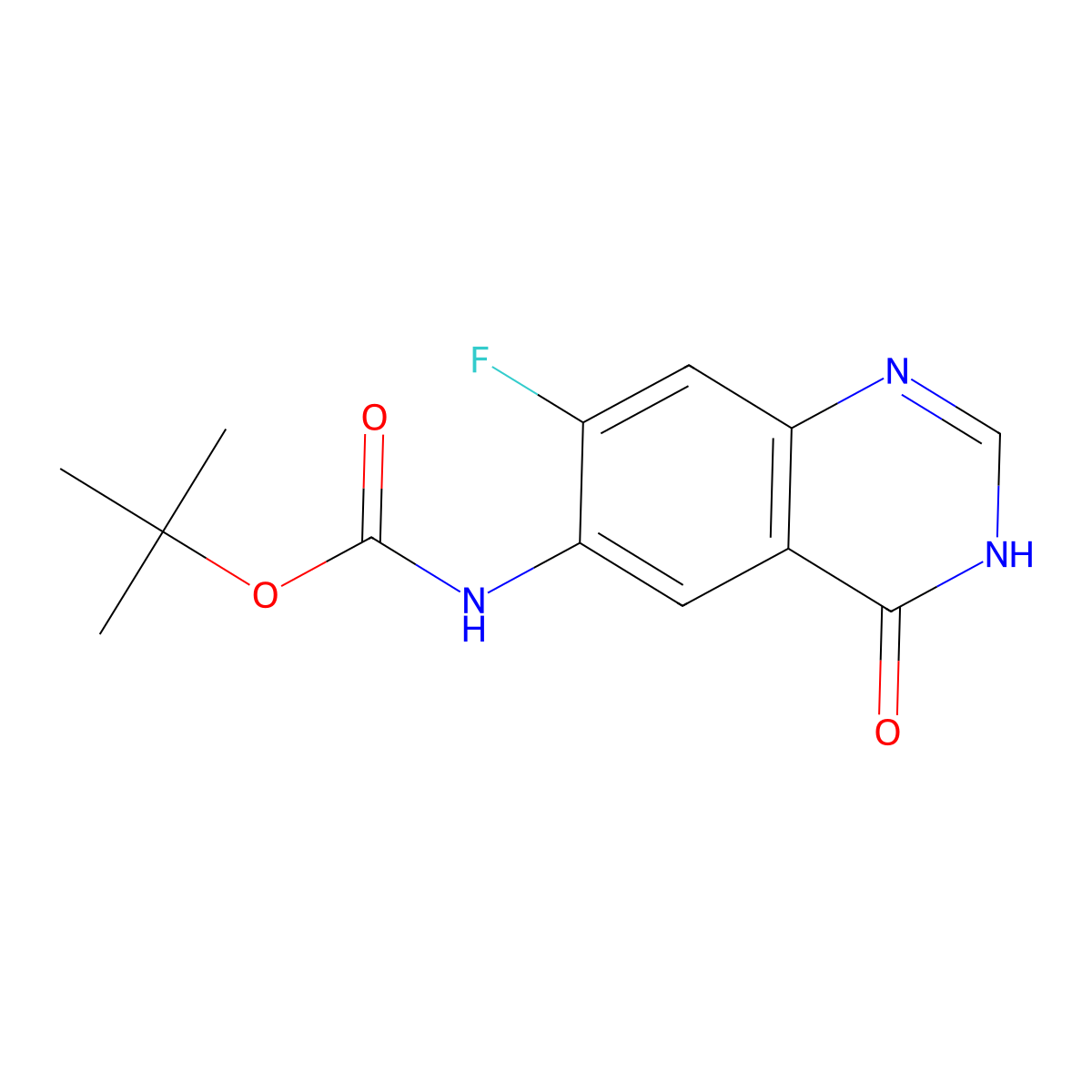 tert-butyl N-(7-fluoro-4-oxo-3,4-dihydroquinazolin-6-yl)carbamate molecular structure, CAS 2694731-41-2