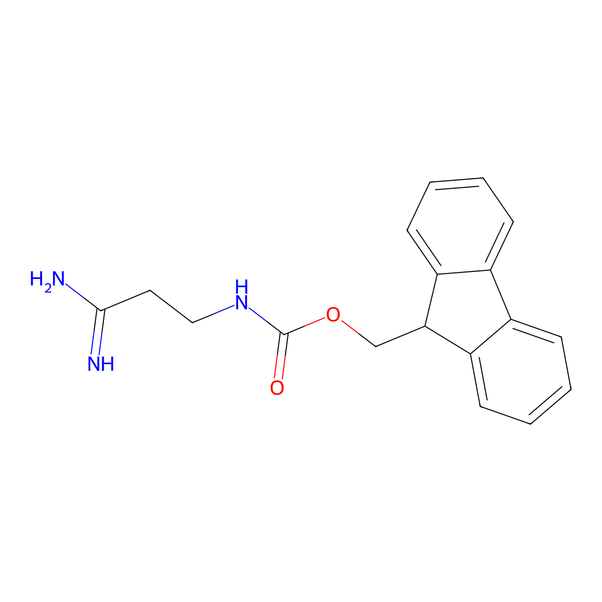 (9H-fluoren-9-yl)methyl N-(2-carbamimidoylethyl)carbamate molecular structure, CAS 2694731-57-0