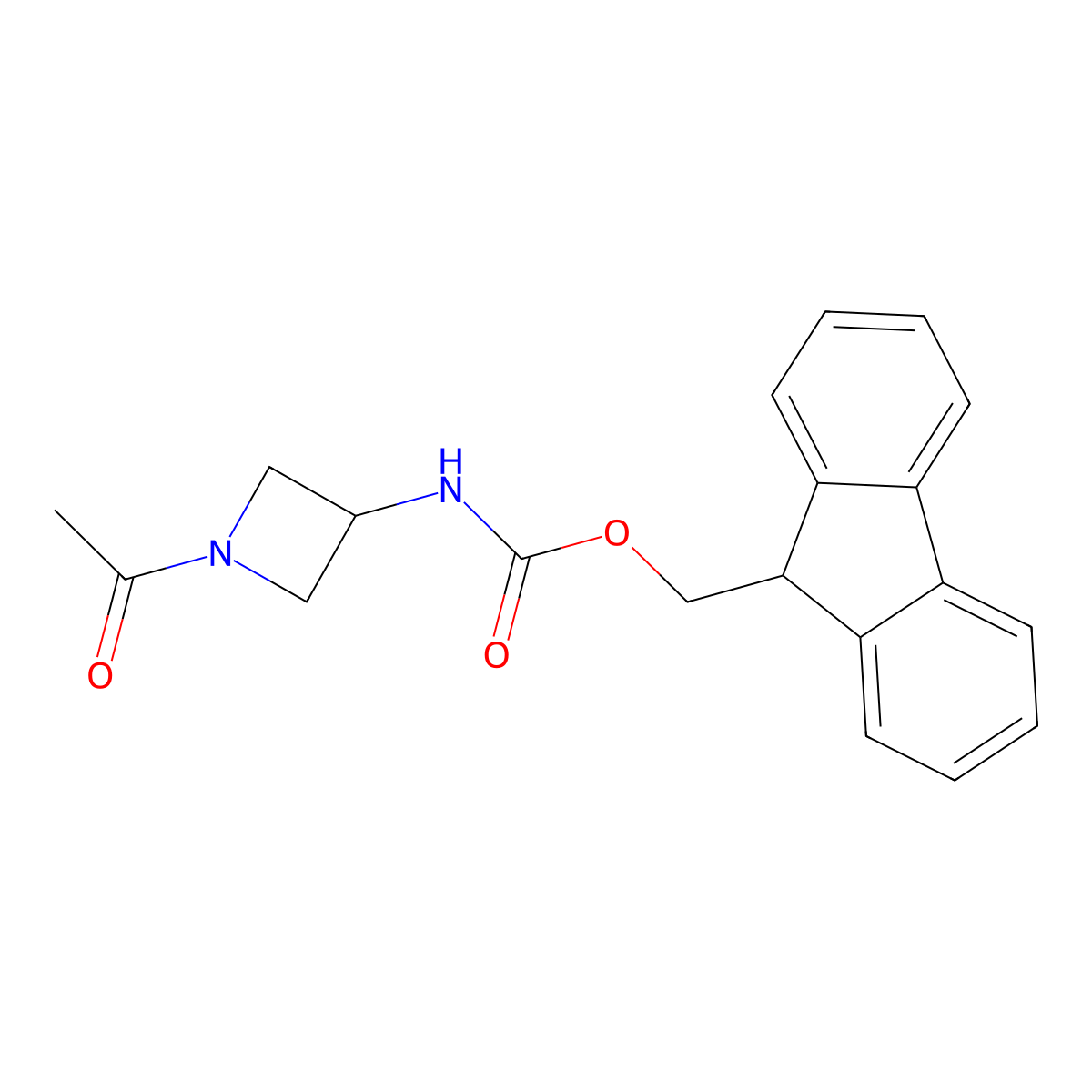 (9H-fluoren-9-yl)methyl N-(1-acetylazetidin-3-yl)carbamate molecular structure, CAS 2694731-58-1