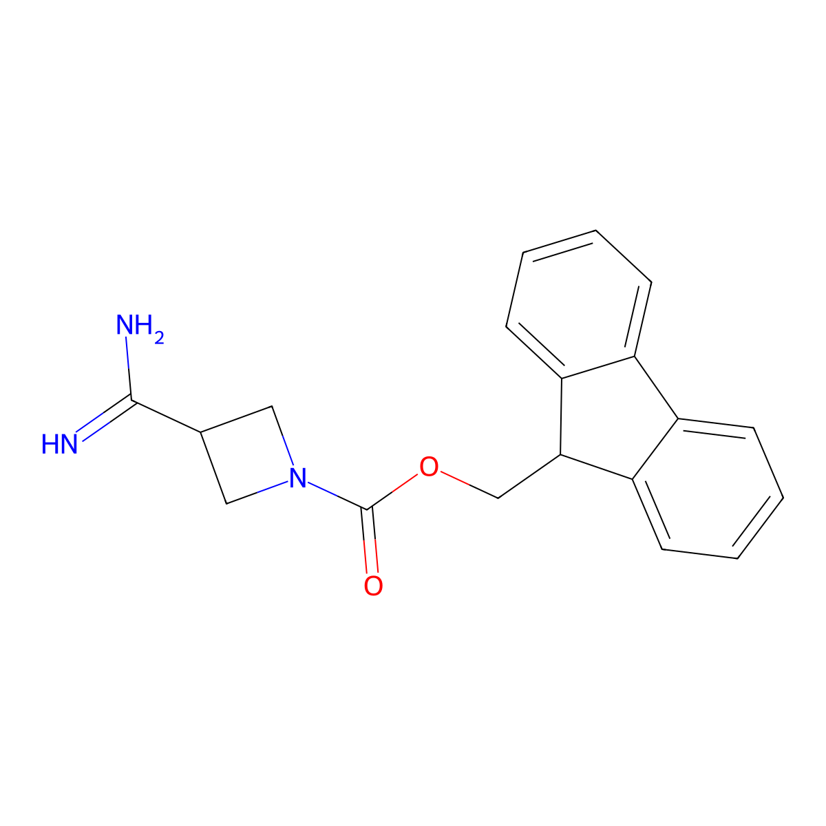 (9H-fluoren-9-yl)methyl 3-carbamimidoylazetidine-1-carboxylate molecular structure, CAS 2694731-66-1