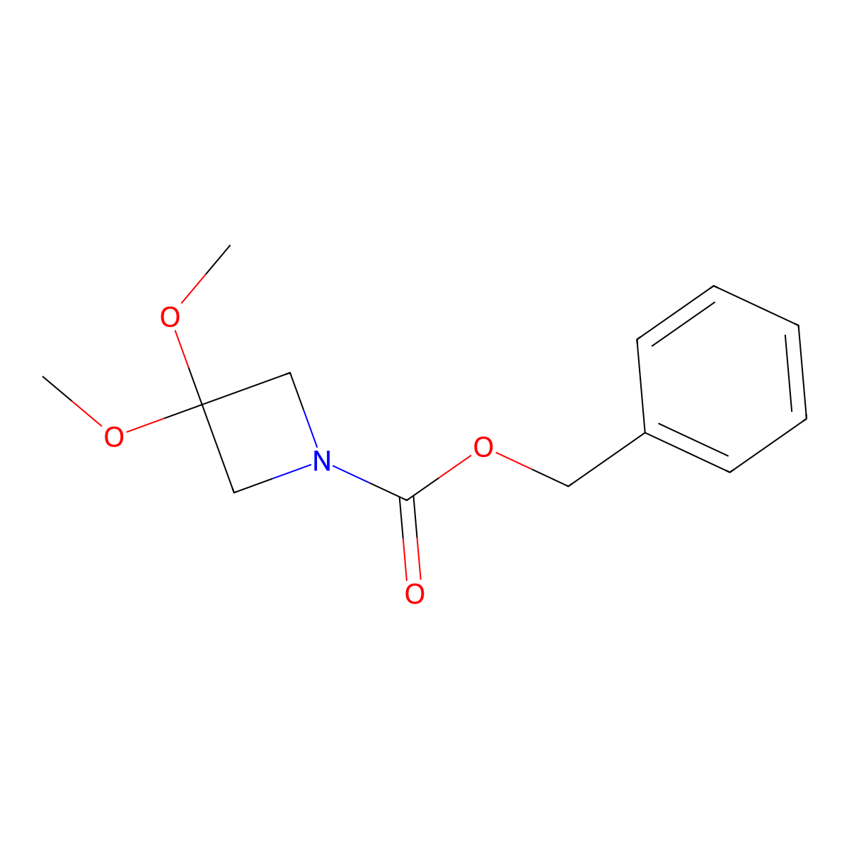 Benzyl 3,3-dimethoxyazetidine-1-carboxylate molecular structure, CAS 2694731-71-8