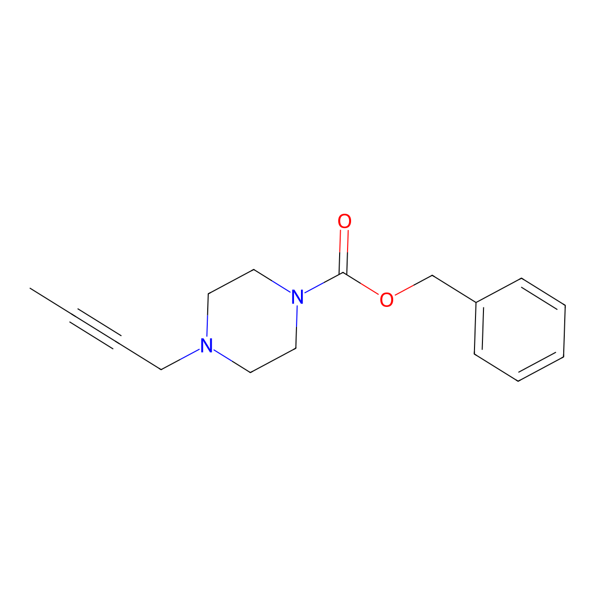 Benzyl 4-(but-2-yn-1-yl)piperazine-1-carboxylate molecular structure, CAS 2694731-72-9