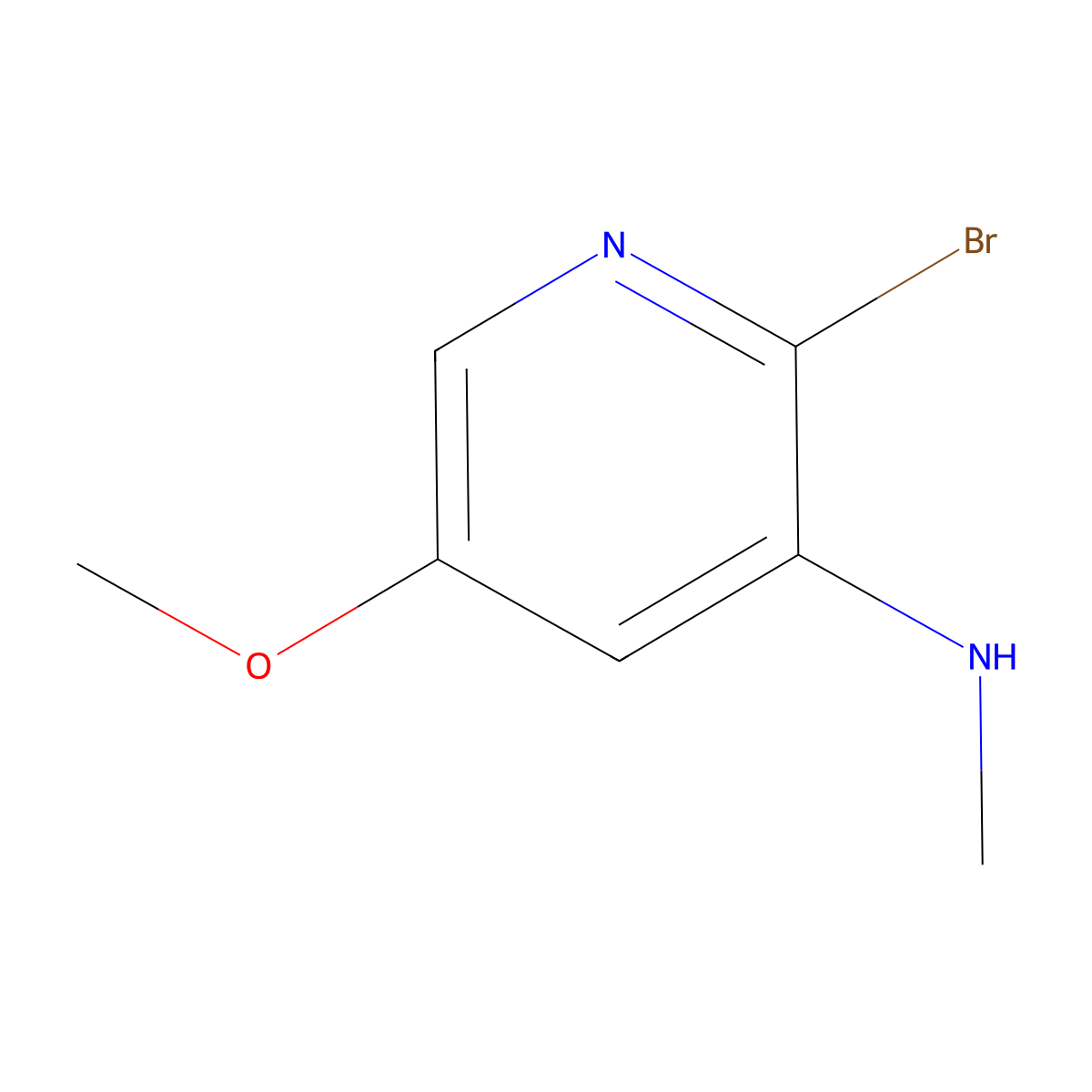 2-bromo-5-methoxy-N-methylpyridin-3-amine molecular structure, CAS 2694731-82-1