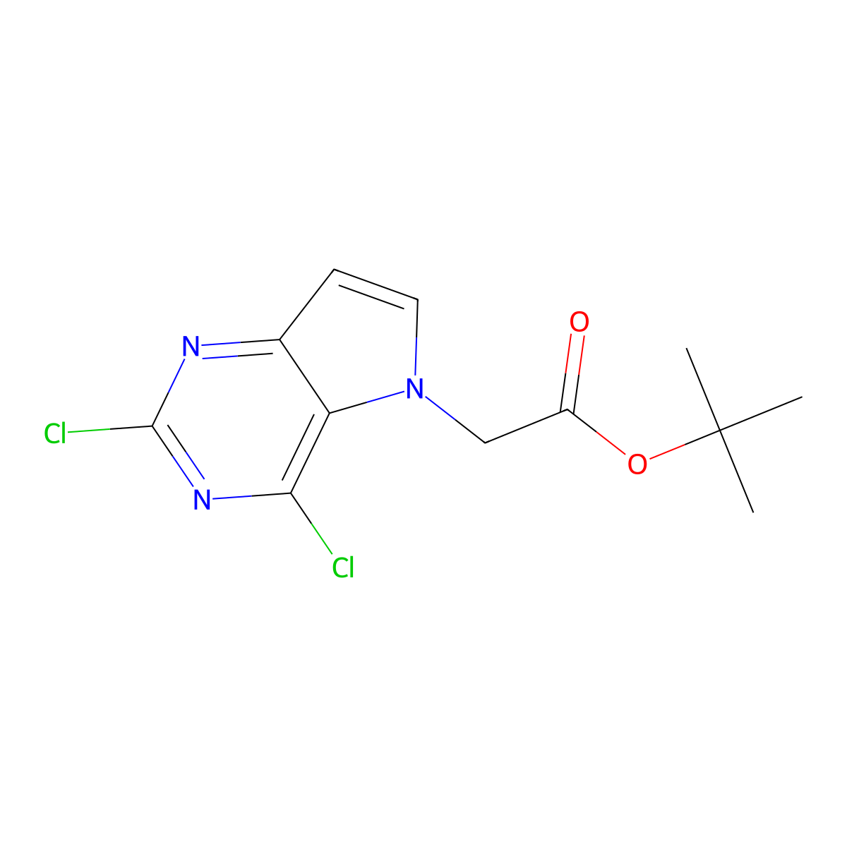 tert-butyl 2-{2,4-dichloro-5H-pyrrolo[3,2-d]pyrimidin-5-yl}acetate molecular structure, CAS 2694731-88-7