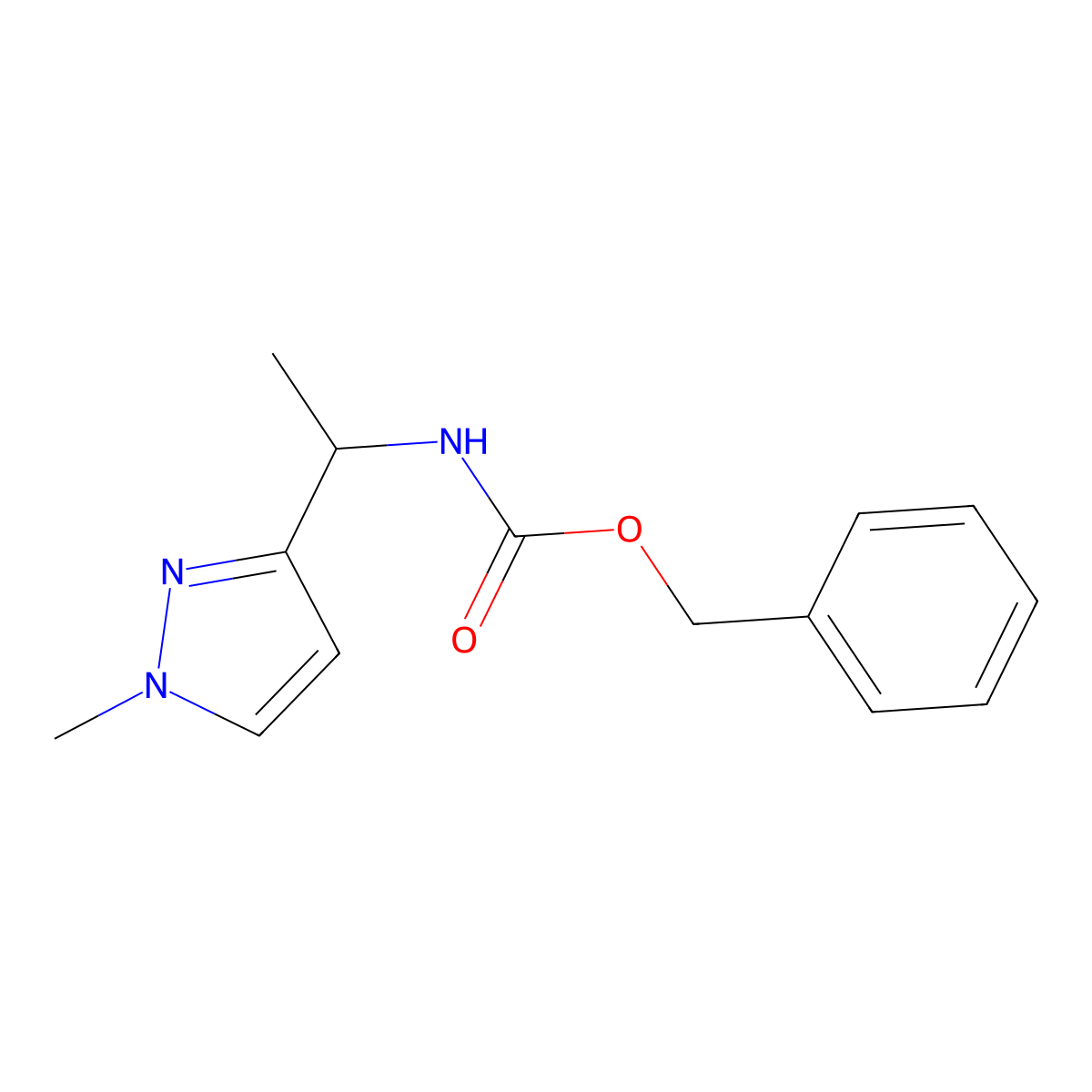 benzyl N-[1-(1-methyl-1H-pyrazol-3-yl)ethyl]carbamate molecular structure, CAS 2694731-92-3