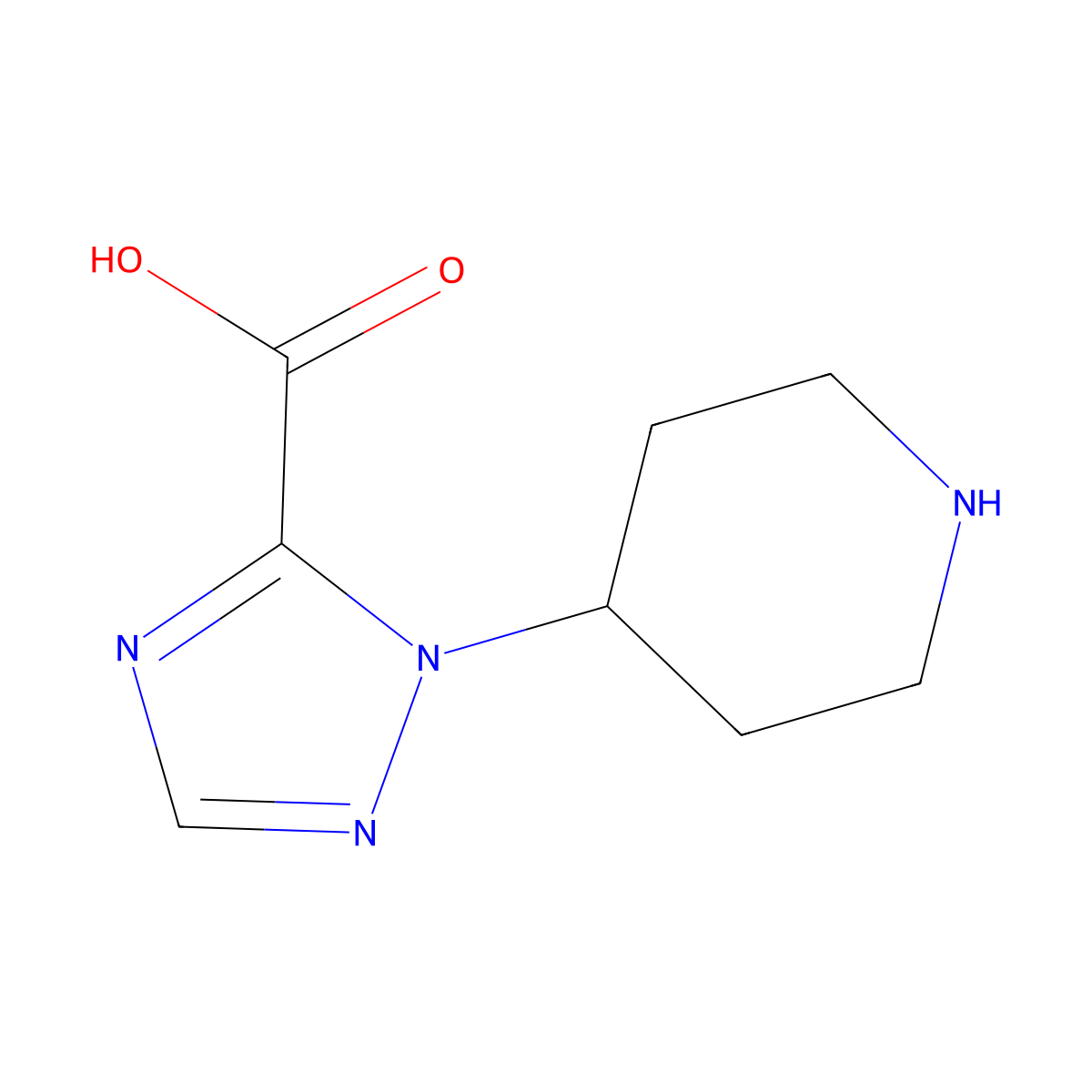 1-(piperidin-4-yl)-1H-1,2,4-triazole-5-carboxylic acid molecular structure, CAS 2694732-01-7