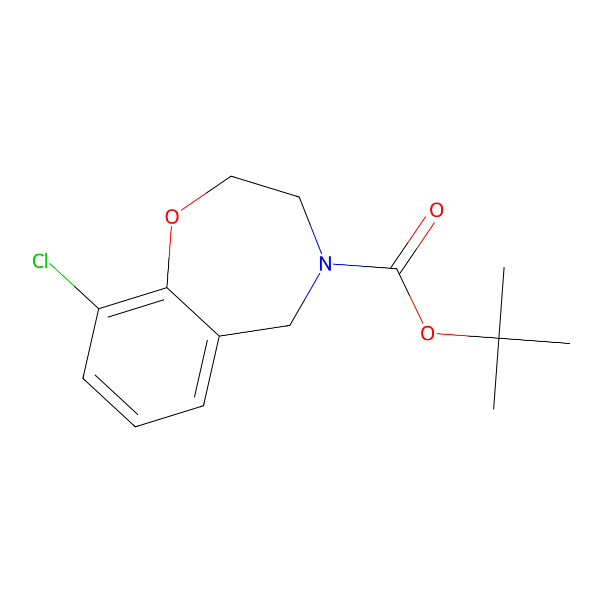 Tert-butyl 9-chloro-2,3,4,5-tetrahydro-1,4-benzoxazepine-4-carboxylate molecular structure, CAS 2694732-05-1