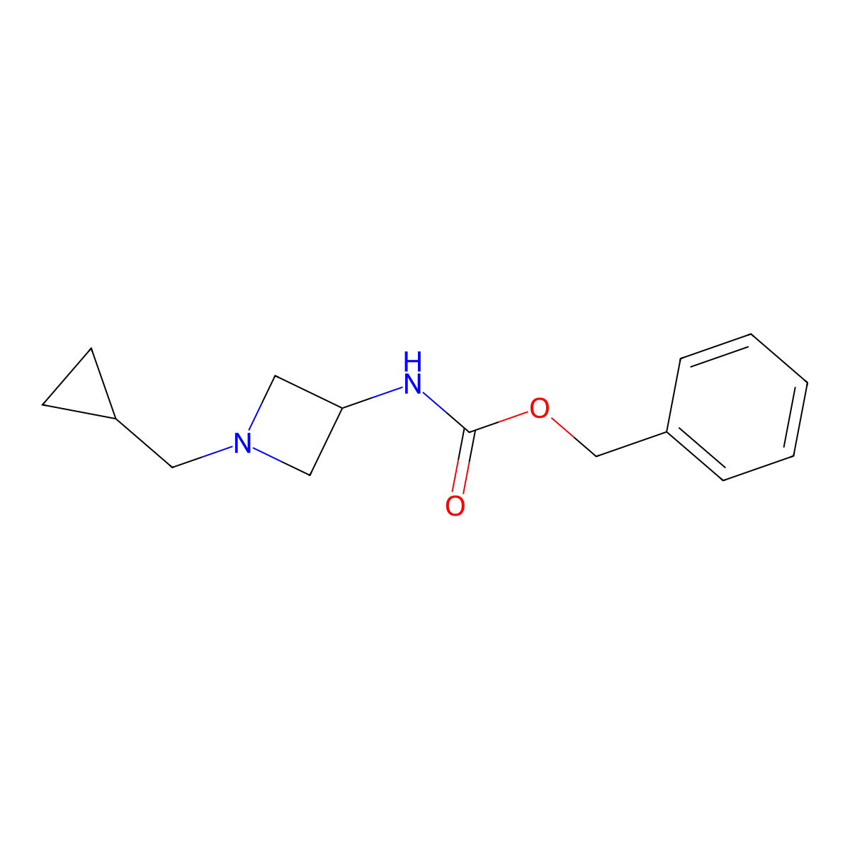 benzyl N-[1-(cyclopropylmethyl)azetidin-3-yl]carbamate molecular structure, CAS 2694732-13-1