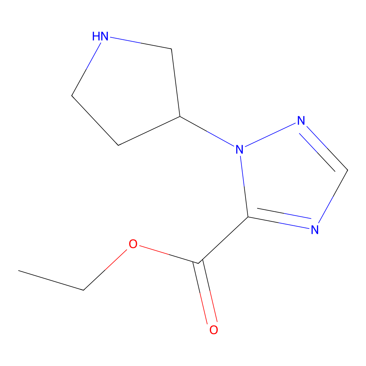 ethyl 1-(pyrrolidin-3-yl)-1H-1,2,4-triazole-5-carboxylate molecular structure, CAS 2694732-32-4