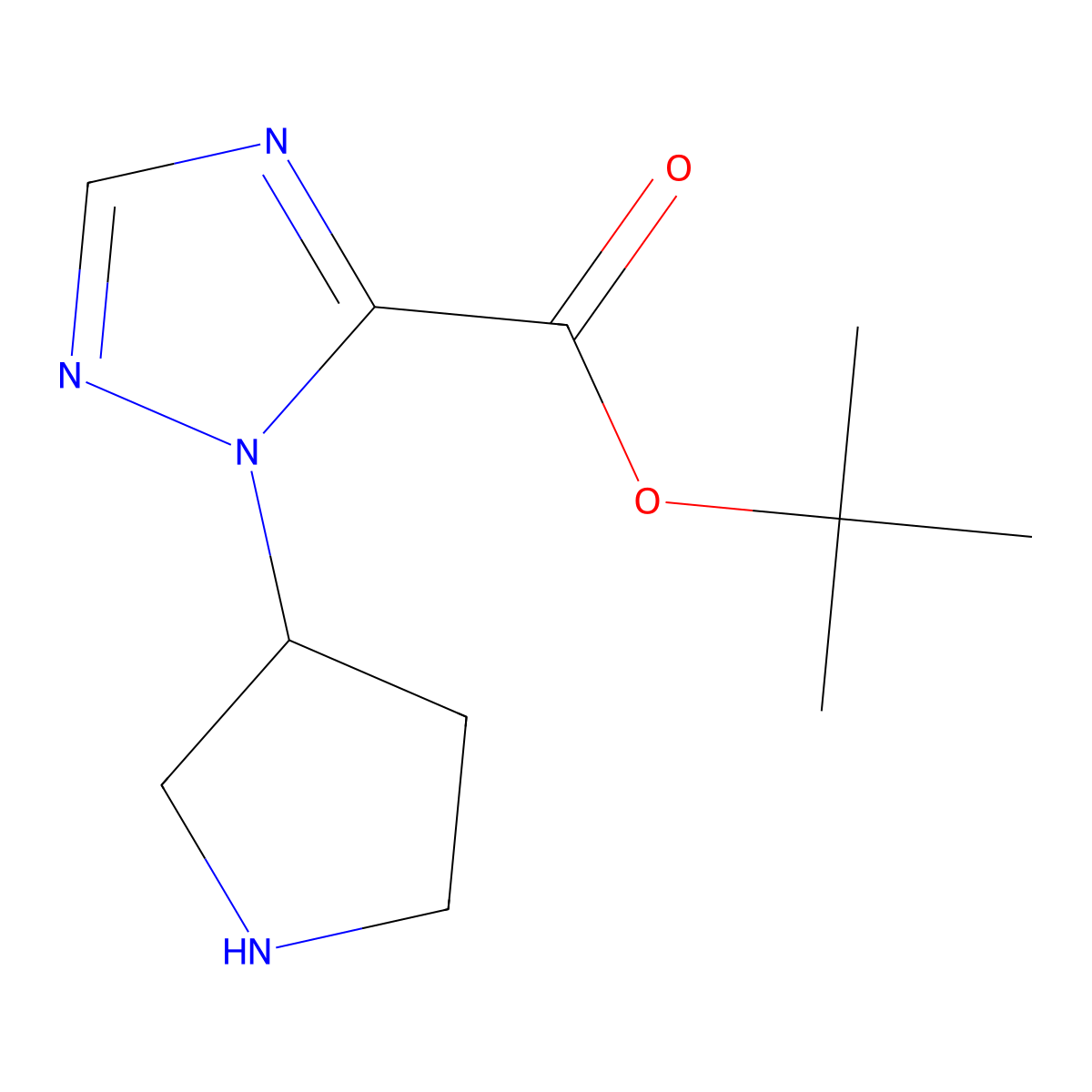 tert-butyl 1-(pyrrolidin-3-yl)-1H-1,2,4-triazole-5-carboxylate molecular structure, CAS 2694732-34-6