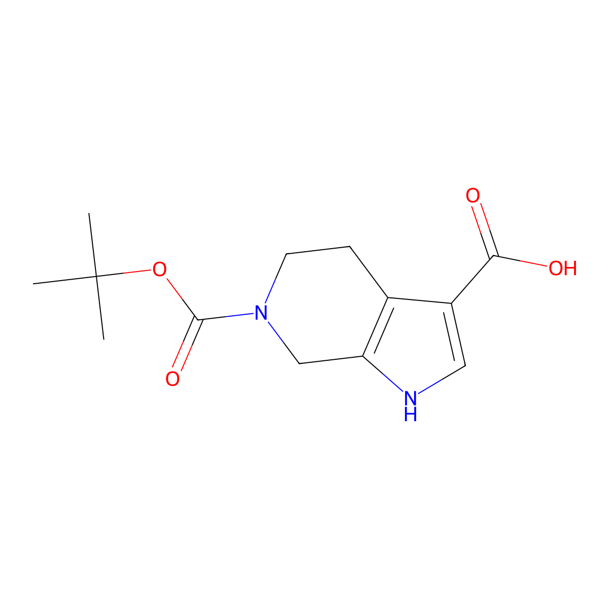 6-[(tert-butoxy)carbonyl]-1H,4H,5H,6H,7H-pyrrolo[2,3-c]pyridine-3-carboxylic acid molecular structure, CAS 2694732-37-9