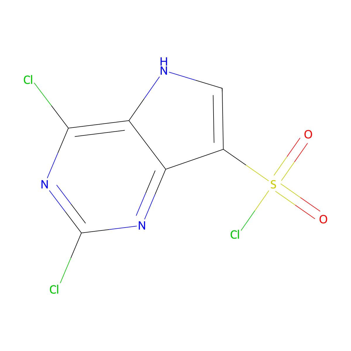 2,4-dichloro-5H-pyrrolo(3,2-d)pyrimidine-7-sulfonyl chloride molecular structure, CAS 2694732-54-0