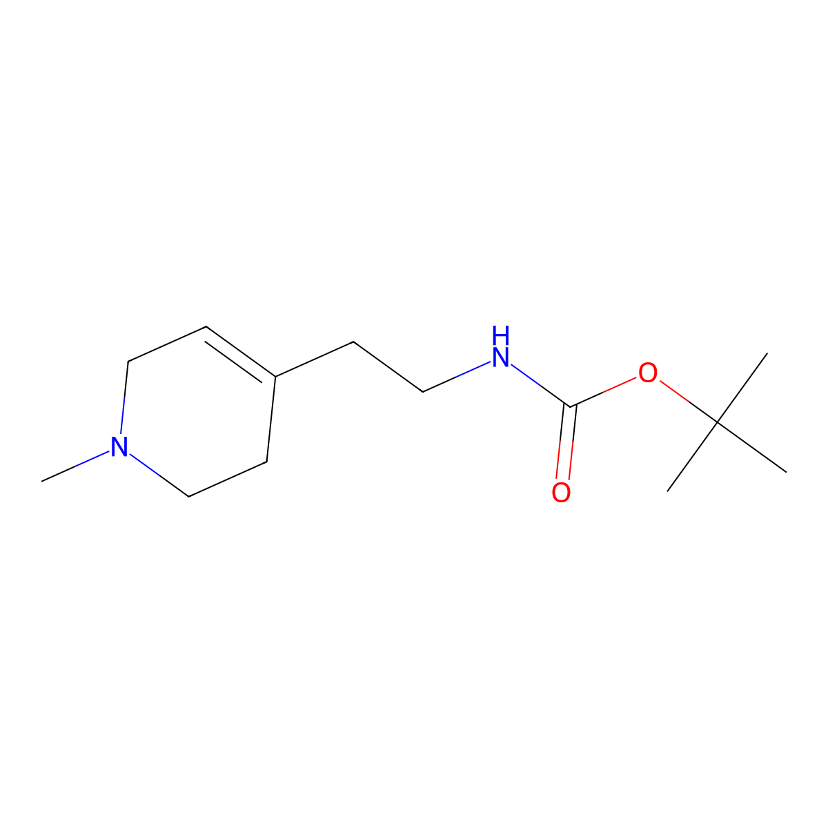 tert-butyl N-[2-(1-methyl-1,2,3,6-tetrahydropyridin-4-yl)ethyl]carbamate molecular structure, CAS 2694732-55-1
