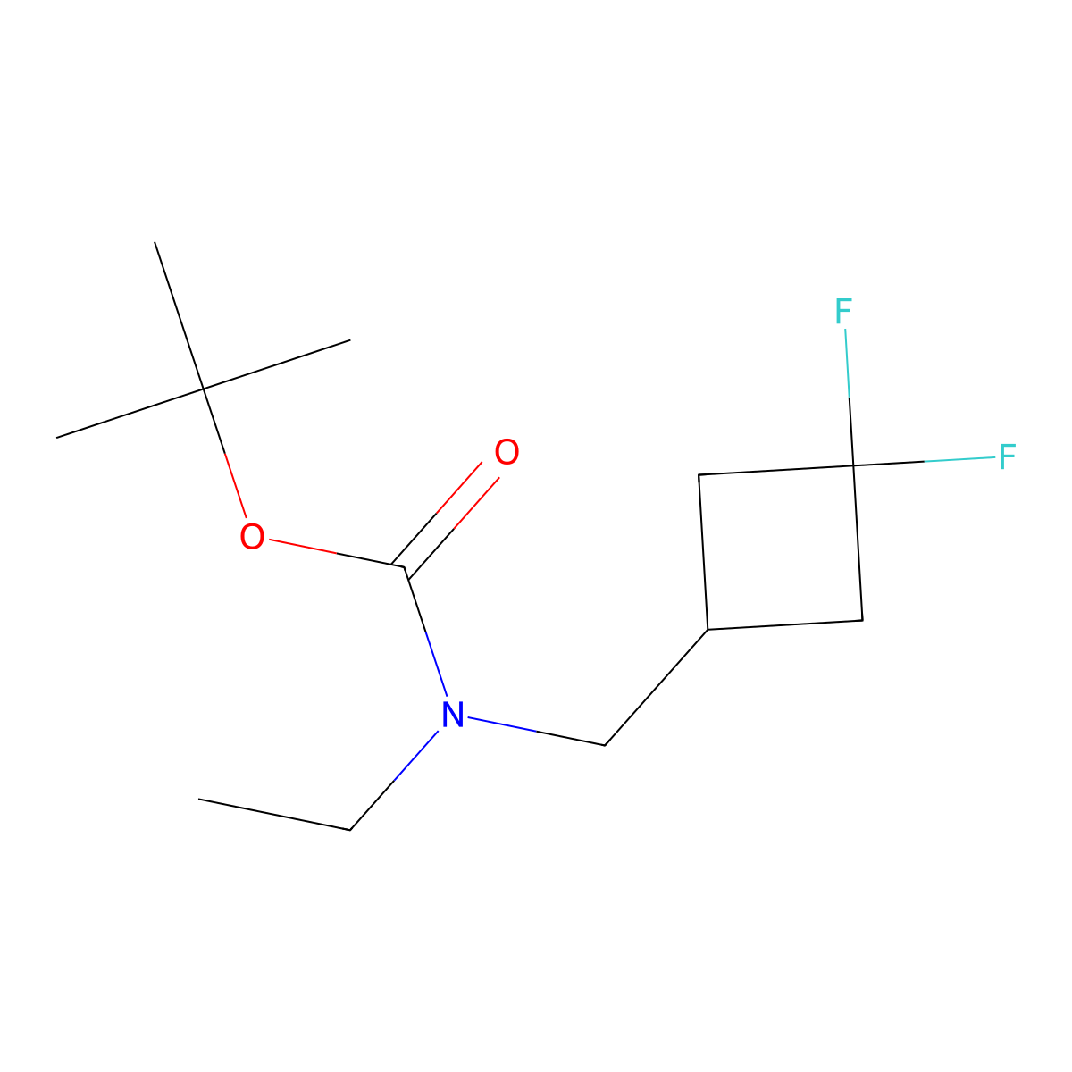 tert-butyl N-[(3,3-difluorocyclobutyl)methyl]-N-ethylcarbamate molecular structure, CAS 2694732-79-9