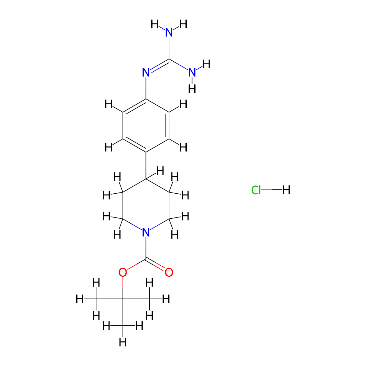 Tert-butyl 4-(4-carbamimidamidophenyl)piperidine-1-carboxylate hydrochloride molecular structure, CAS 2694733-64-5