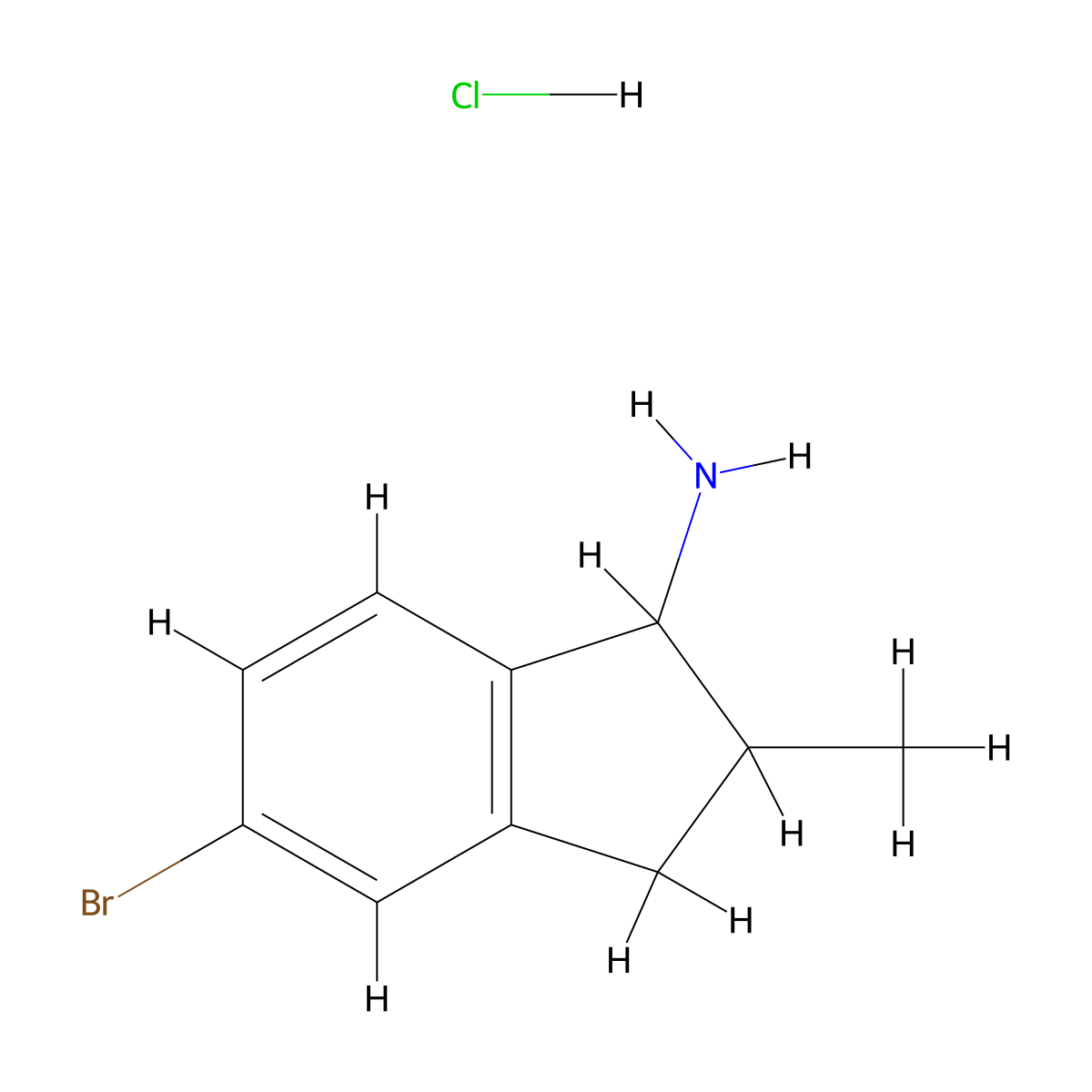 5-bromo-2-methyl-2,3-dihydro-1H-inden-1-amine hydrochloride molecular structure, CAS 2694733-65-6