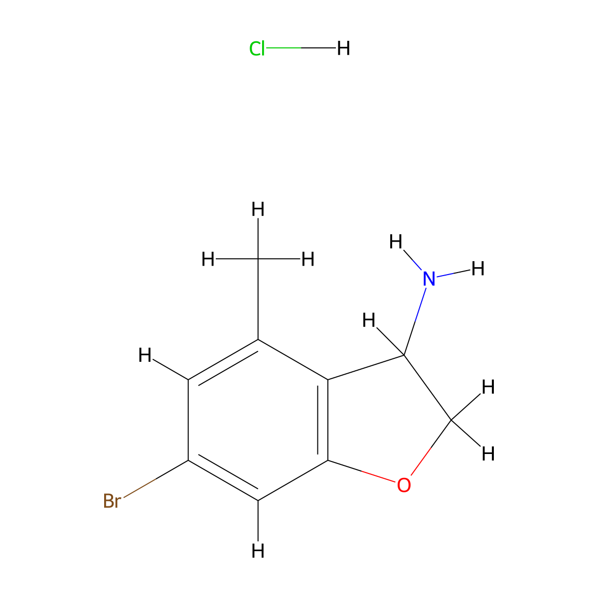 6-Bromo-4-methyl-2,3-dihydro-1-benzofuran-3-amine hydrochloride molecular structure, CAS 2694733-67-8