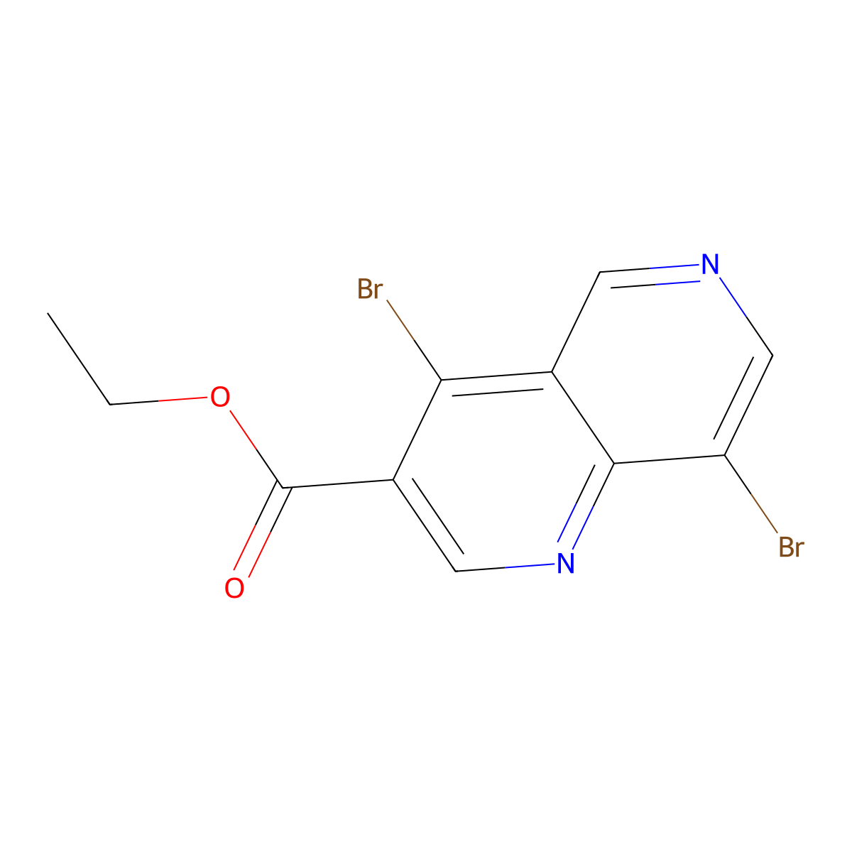 Ethyl 4,8-dibromo-1,6-naphthyridine-3-carboxylate molecular structure, CAS 2694733-73-6