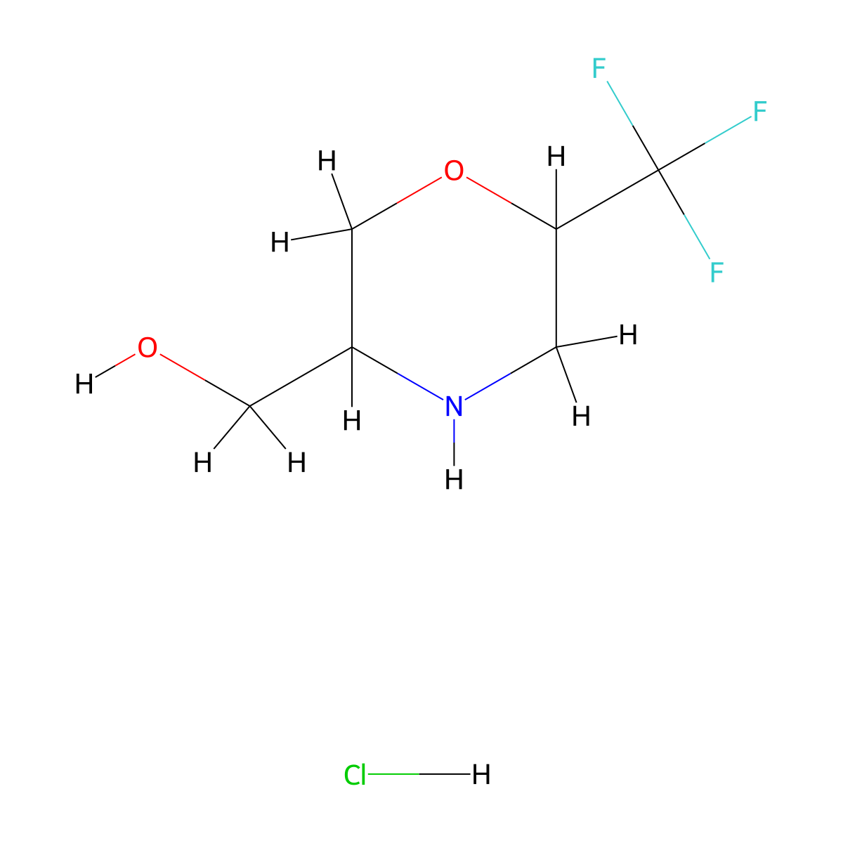 [6-(trifluoromethyl)morpholin-3-yl]methanol hydrochloride, Mixture of diastereomers molecular structure, CAS 2694733-76-9