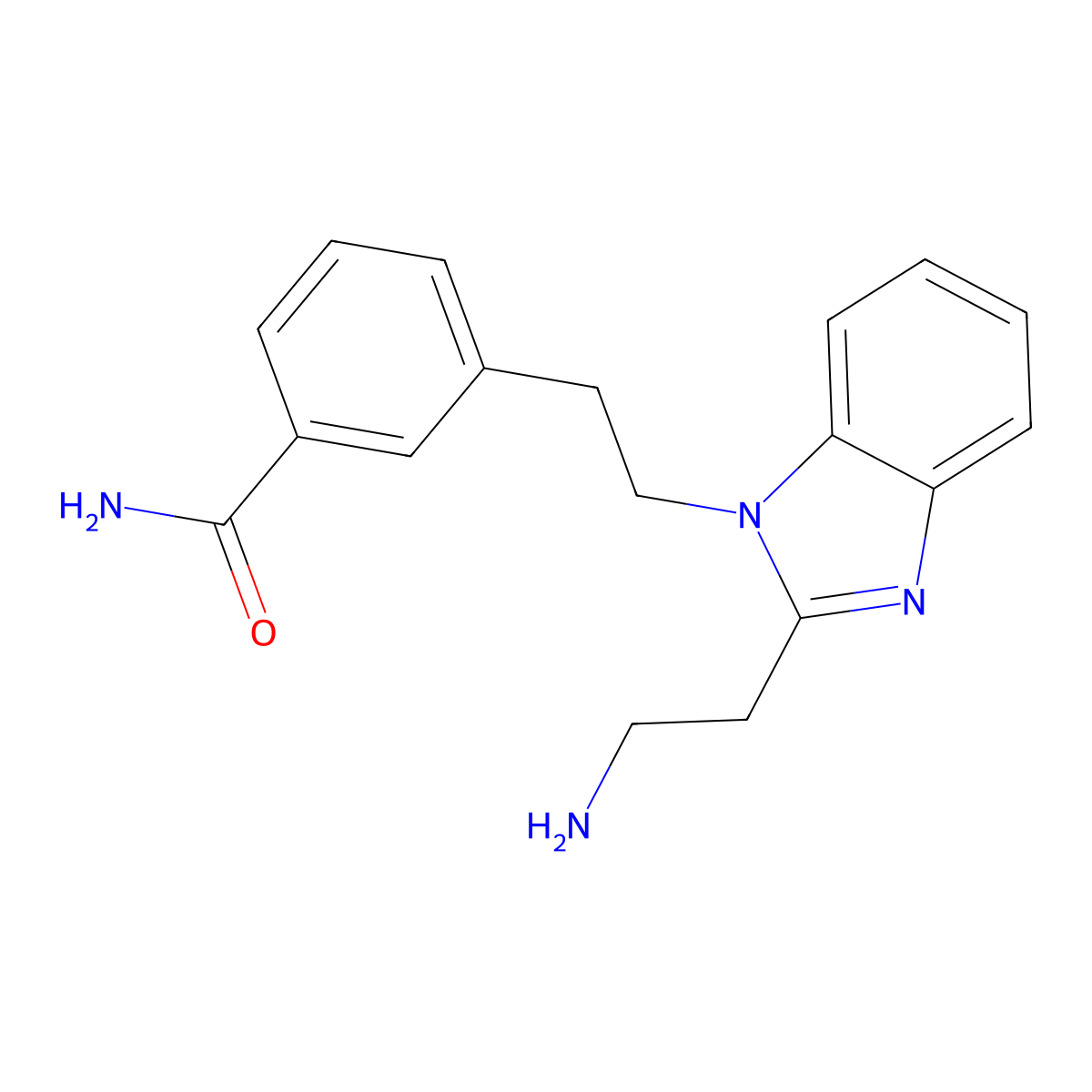 3-{2-[2-(2-aminoethyl)-1H-1,3-benzodiazol-1-yl]ethyl}benzamide molecular structure, CAS 2694733-80-5