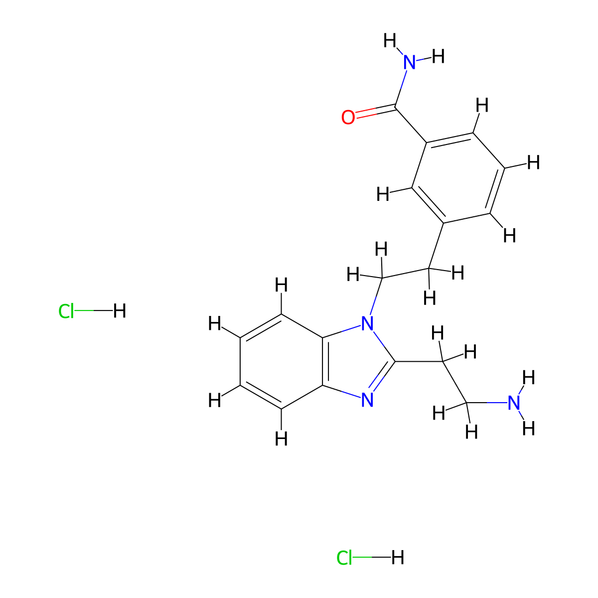 3-{2-[2-(2-aminoethyl)-1H-1,3-benzodiazol-1-yl]ethyl}benzamide dihydrochloride molecular structure, CAS 2694733-81-6