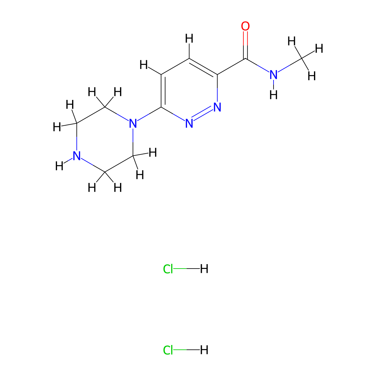 N-methyl-6-(piperazin-1-yl)pyridazine-3-carboxamide dihydrochloride molecular structure, CAS 2694733-83-8