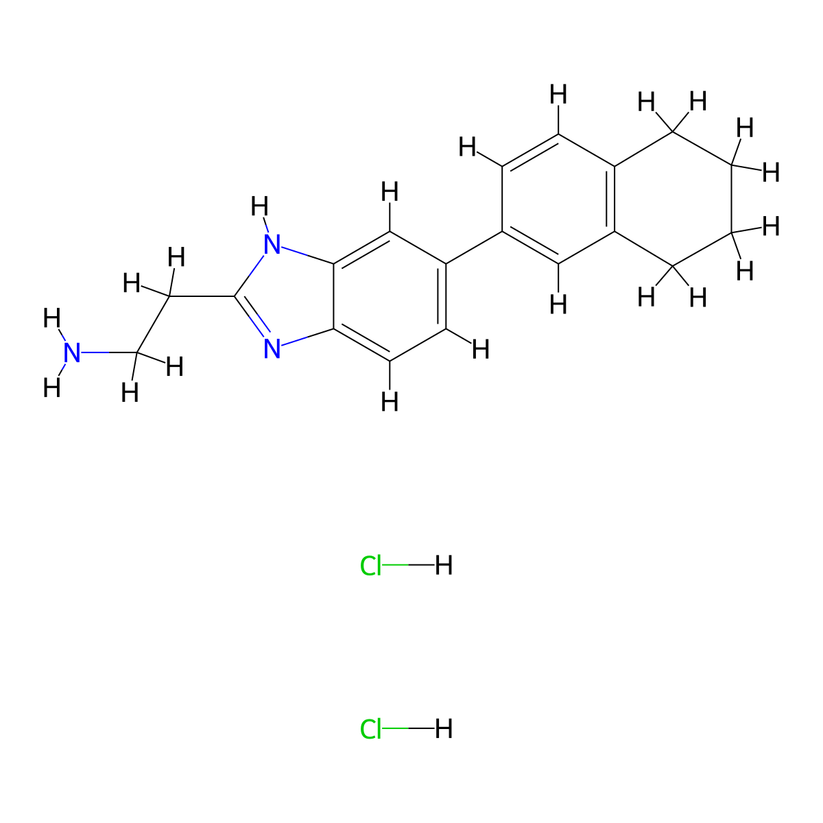 2-[5-(5,6,7,8-tetrahydronaphthalen-2-yl)-1H-1,3-benzodiazol-2-yl]ethan-1-amine dihydrochloride molecular structure, CAS 2694733-84-9