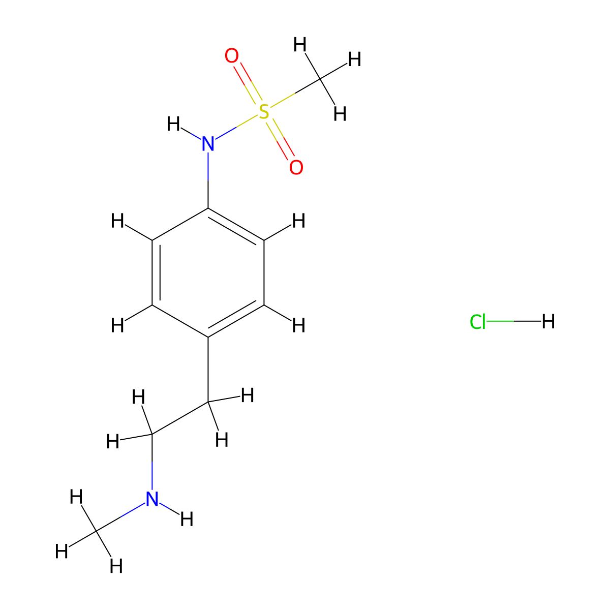 N-{4-[2-(methylamino)ethyl]phenyl}methanesulfonamide hydrochloride molecular structure, CAS 2694733-92-9
