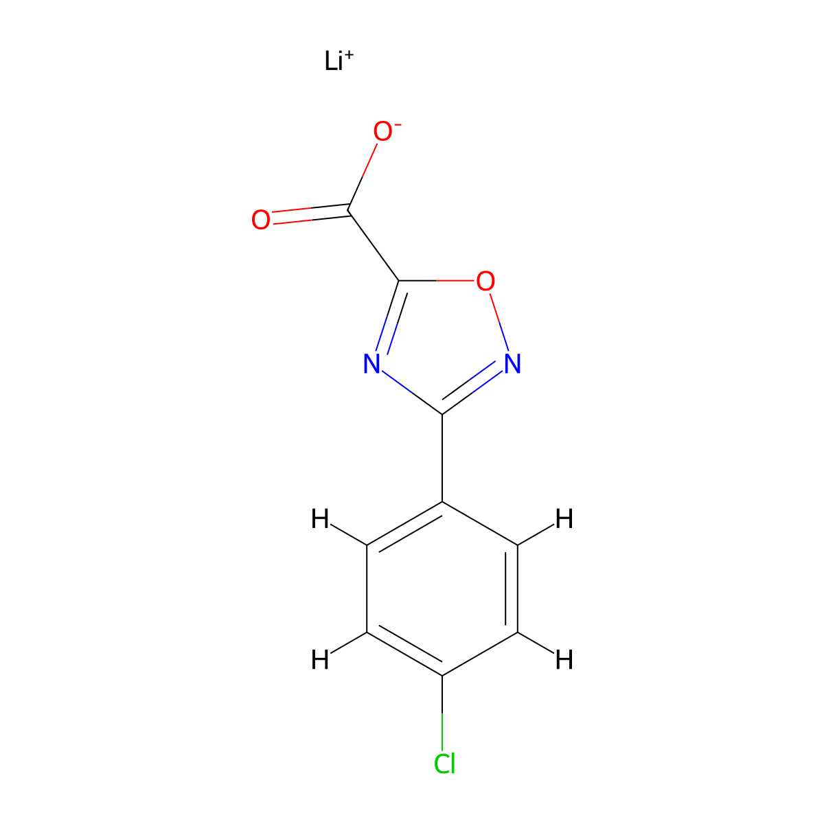 Lithium(1+) 3-(4-chlorophenyl)-1,2,4-oxadiazole-5-carboxylate molecular structure, CAS 2694733-99-6