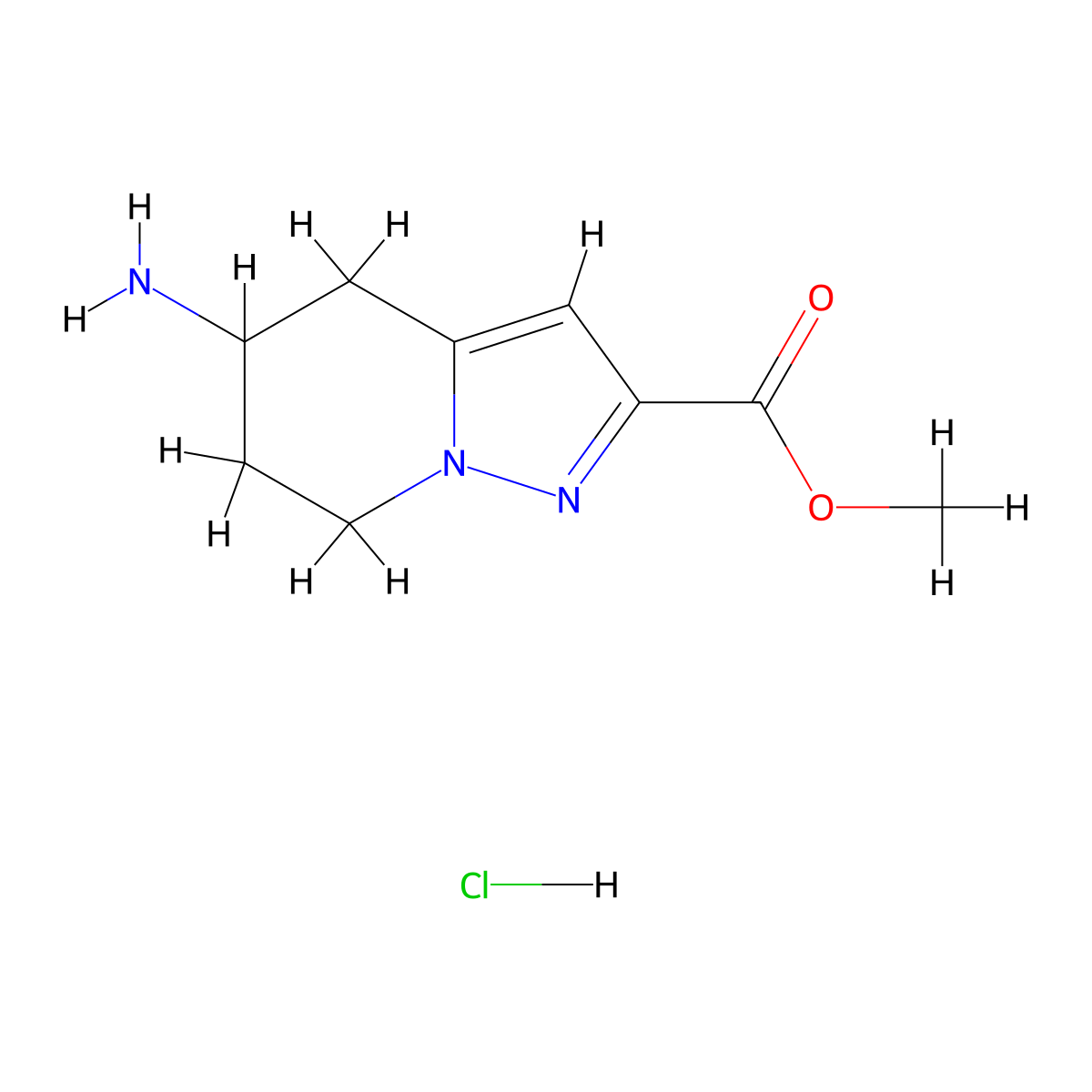 methyl 5-amino-4H,5H,6H,7H-pyrazolo(1,5-a)pyridine-2-carboxylate hydrochloride molecular structure, CAS 2694734-00-2