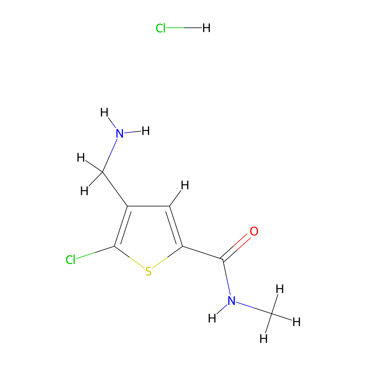 4-(aminomethyl)-5-chloro-N-methylthiophene-2-carboxamide hydrochloride molecular structure, CAS 2694734-04-6