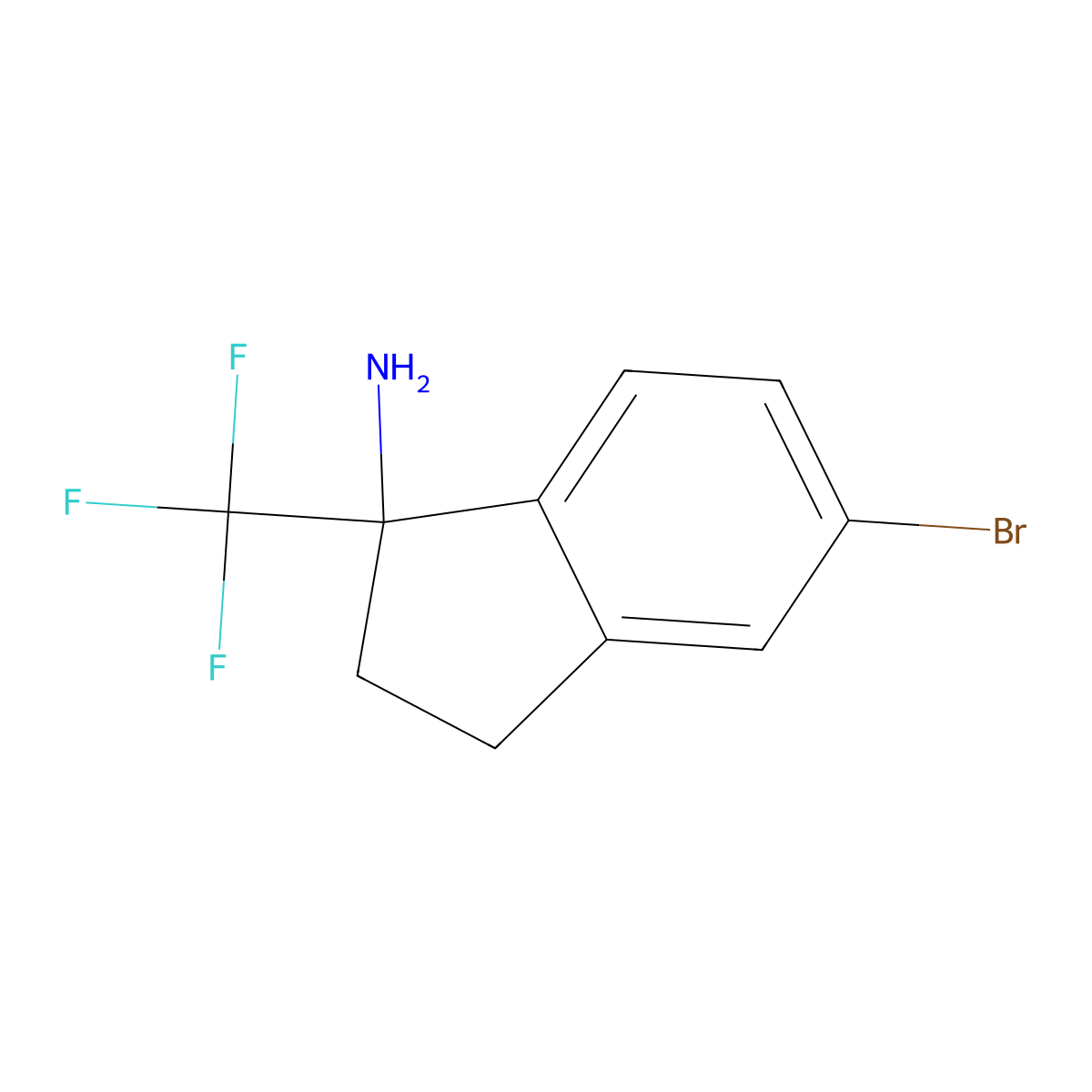 5-bromo-1-(trifluoromethyl)-2,3-dihydro-1H-inden-1-amine molecular structure, CAS 2694734-07-9