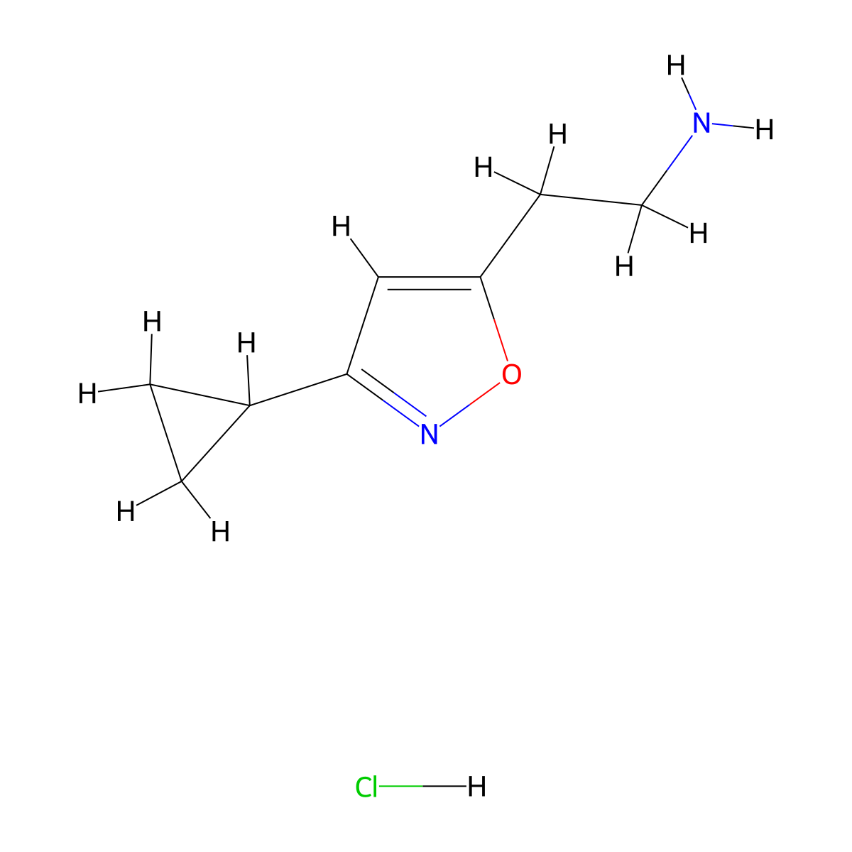 2-(3-Cyclopropyl-1,2-oxazol-5-yl)ethan-1-amine hydrochloride molecular structure, CAS 2694734-08-0