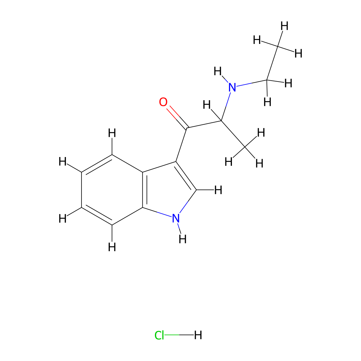 2-(ethylamino)-1-(1H-indol-3-yl)propan-1-one hydrochloride molecular structure, CAS 2694734-09-1