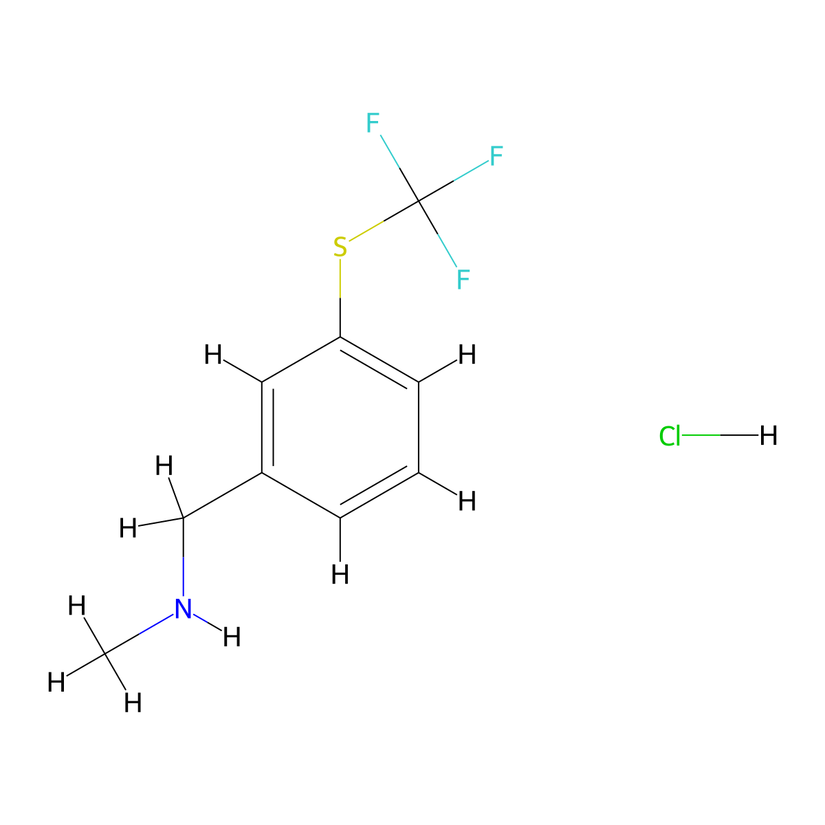 Methyl({3-[(trifluoromethyl)sulfanyl]phenyl}methyl)amine hydrochloride molecular structure, CAS 2694734-13-7