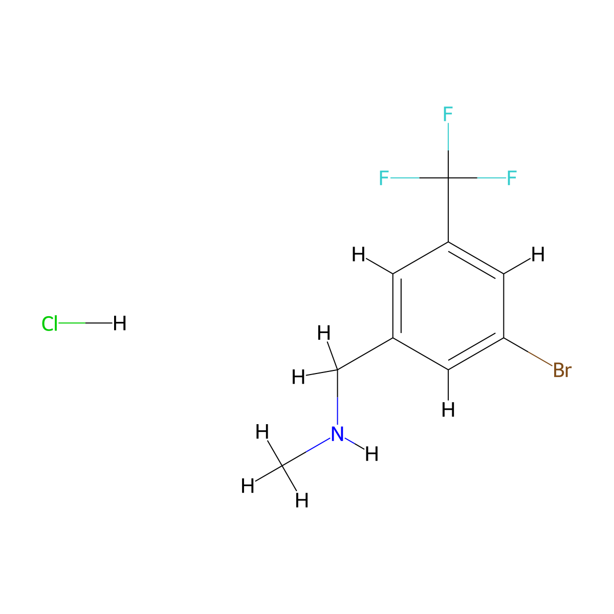 {[3-Bromo-5-(trifluoromethyl)phenyl]methyl}(methyl)amine hydrochloride molecular structure, CAS 2694734-24-0