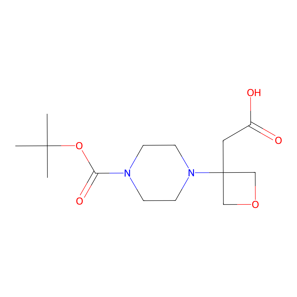 2-(3-{4-[(Tert-butoxy)carbonyl]piperazin-1-yl}oxetan-3-yl)acetic acid molecular structure, CAS 2694734-27-3